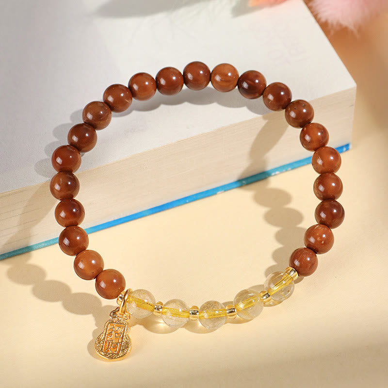 Buddha Stones Green Phantom Citrine Rutilated Quartz Super Seven Crystal Confidence Attract Wealth Bracelet