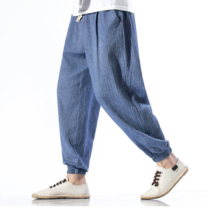 Buddha Stones Casual Solid Color Drawstring Linen Men's Pants With Pockets - RoyalBlue - US/UK/AU46，EU56 (5XL) - image 15