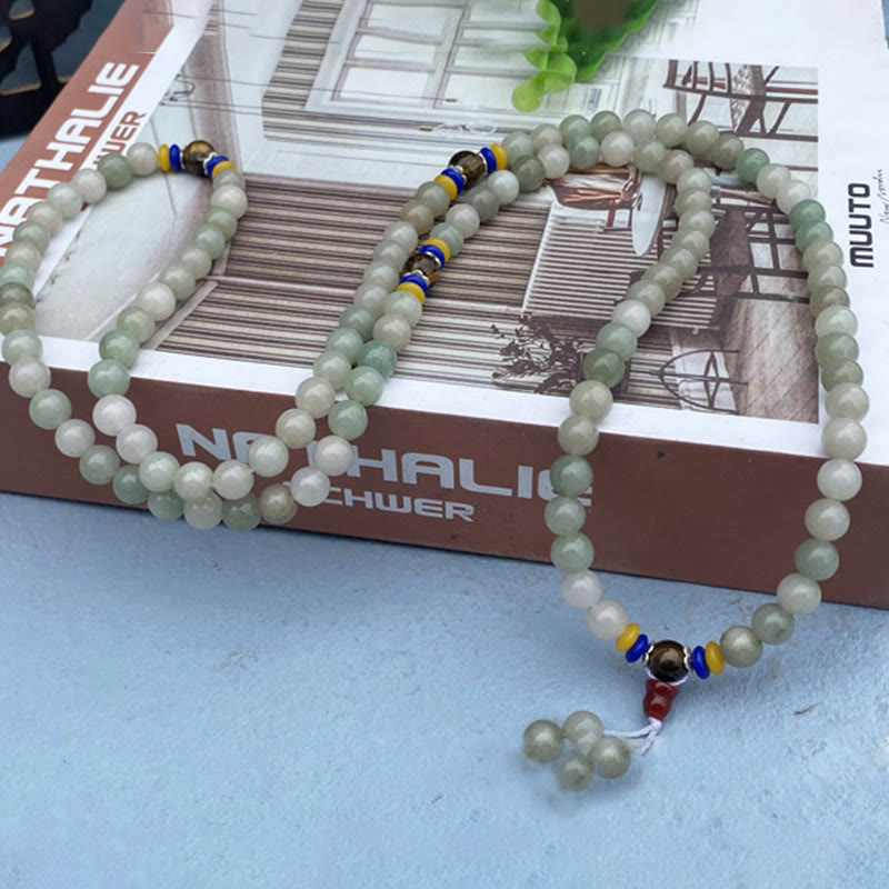 Buddha Stones 108 Mala Beads Natural Shetai jade Luck Prosperity Bracelet