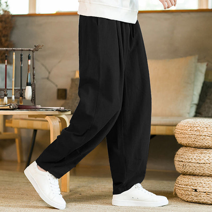 Buddha Stones Solid Color Drawstring Men's Harem Pants With Pockets - image 13