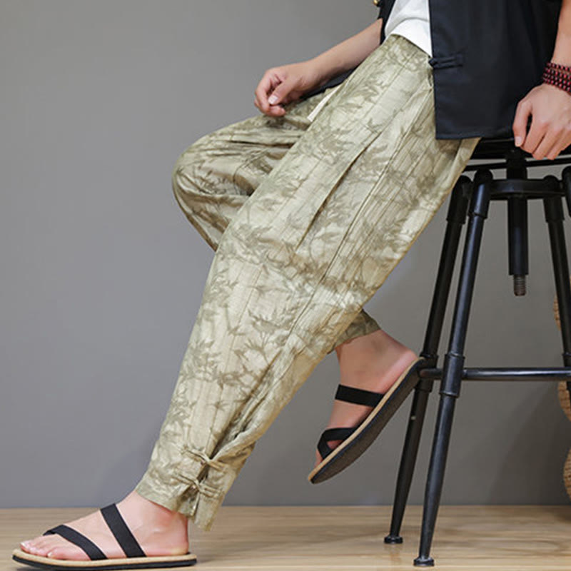 Buddha Stones Bamboo Ankle Frog-button Drawstring Men's Pants With Pockets - image 4