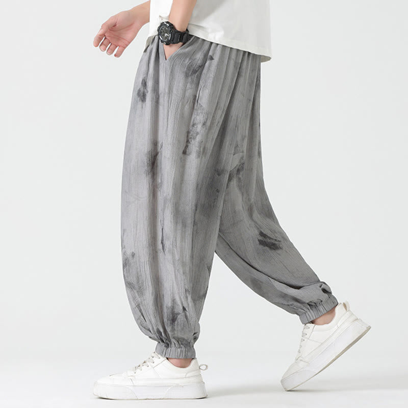 Buddha Stones Flower Sketch Braided Drawstring Linen Men's  Pants With Pockets - image 4