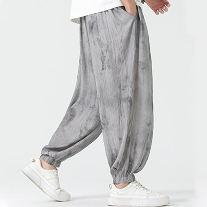 Buddha Stones Flower Sketch Braided Drawstring Linen Men's  Pants With Pockets - image 8