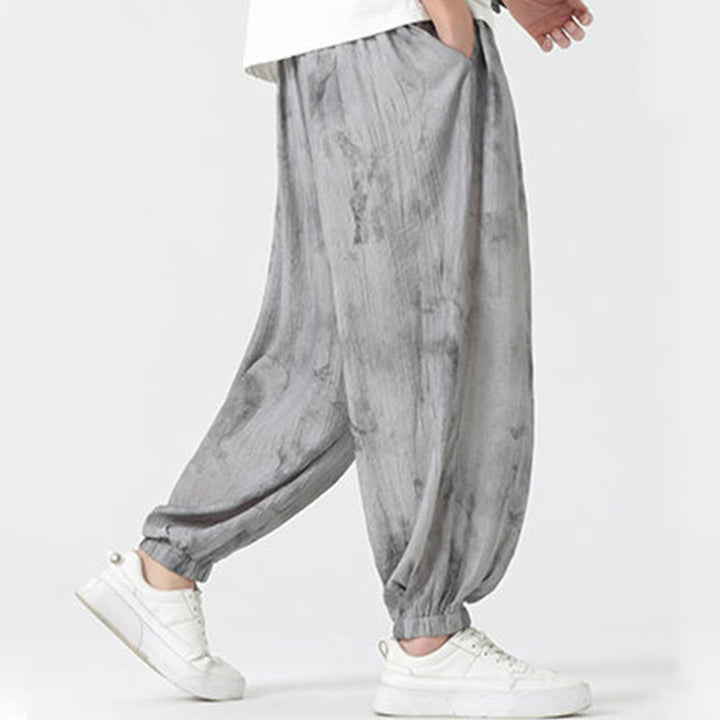 Buddha Stones Flower Sketch Braided Drawstring Linen Men's  Pants With Pockets - image 8