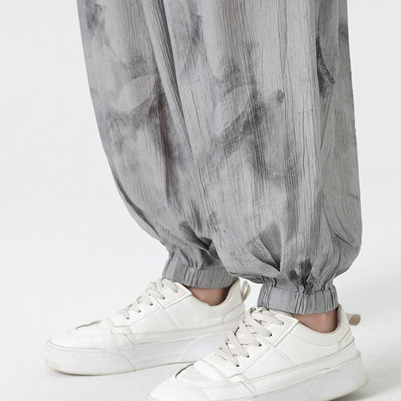 Buddha Stones Flower Sketch Braided Drawstring Linen Men's  Pants With Pockets - image 13