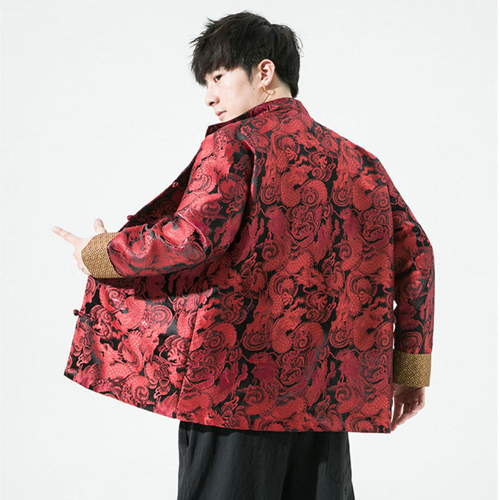 Buddha Stones Chinese Dragon Frog-button Tang Suit Cotton Men's Jacket Shirt  - image 19