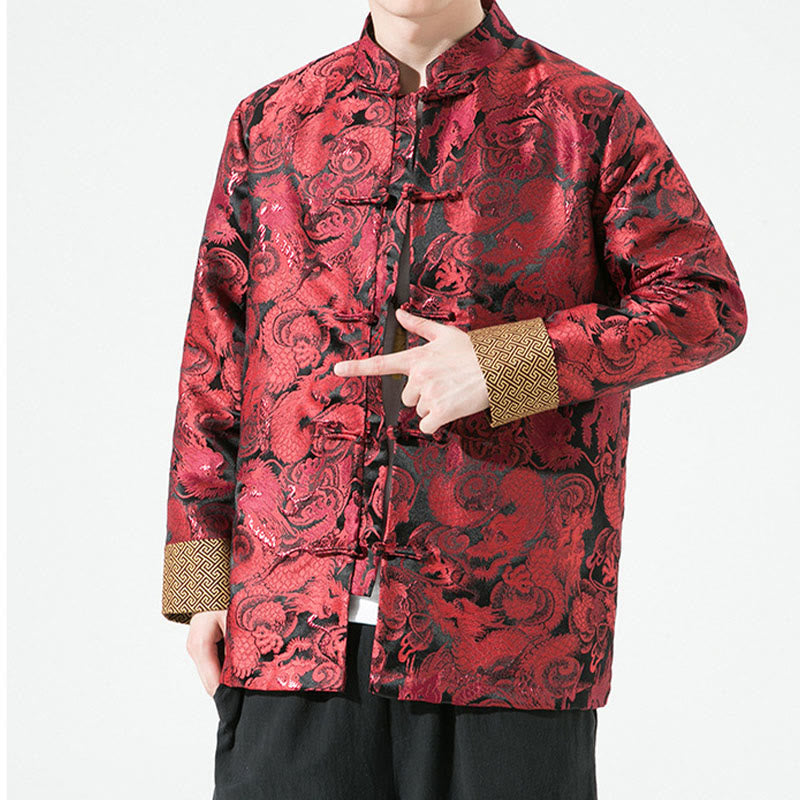 Buddha Stones Chinese Dragon Frog-button Tang Suit Cotton Men's Jacket Shirt  - image 18