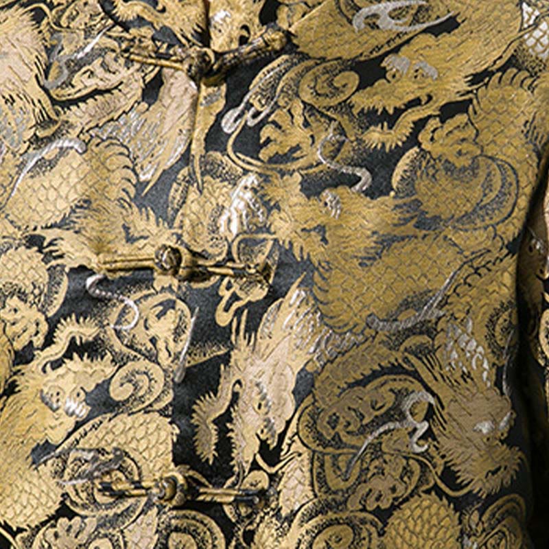 Buddha Stones Chinese Dragon Frog-button Tang Suit Cotton Men's Jacket Shirt  - image 10