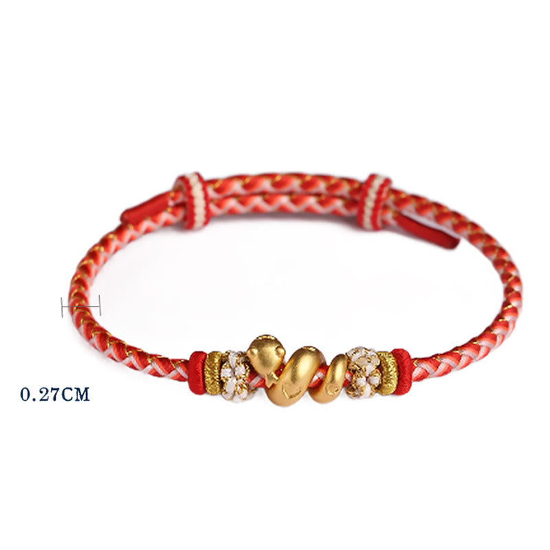 Buddha Stones 999 Sterling Silver Gradient Red String Year Of The Snake Luck Braided Bracelet