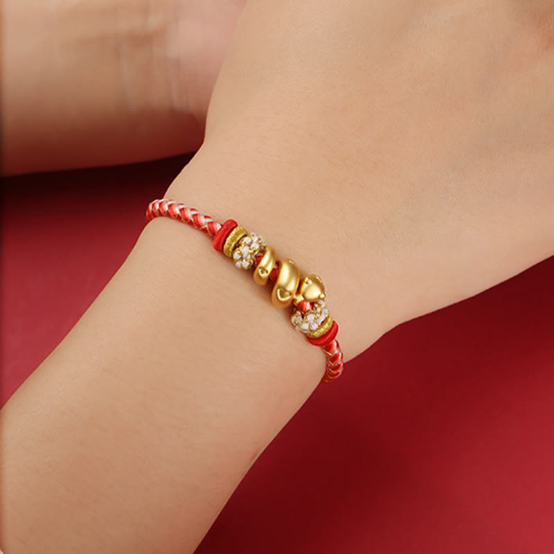 Buddha Stones 999 Sterling Silver Gradient Red String Year Of The Snake Luck Braided Bracelet