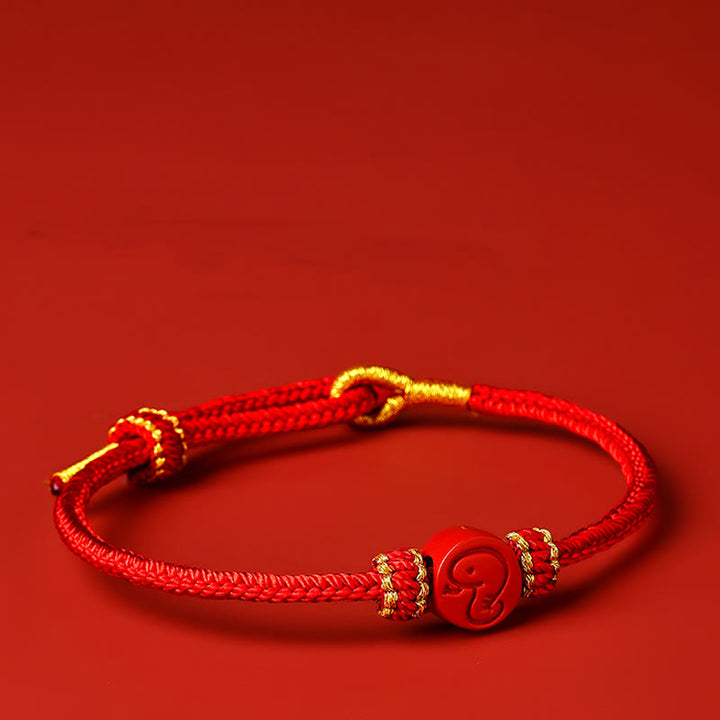 Buddha Stones Chinese Zodiac Red String Eight Thread Peace Knot Cinnabar Protection Luck Bracelet