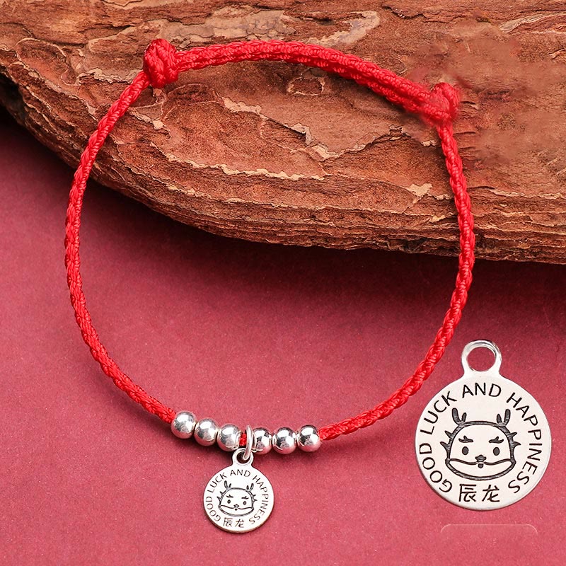 Buddha Stones Chinese Zodiac Kid Red String 999 Sterling Silver Protection Bracelet