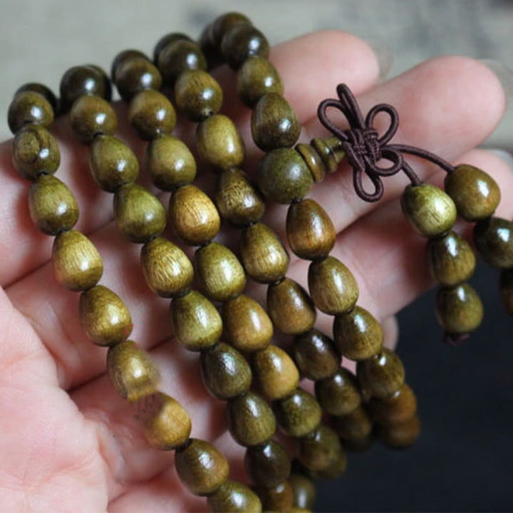 Buddha Stones 108 Mala Teardrop Beads Natural Phoebe Zhennan Wood Protection Bracelet