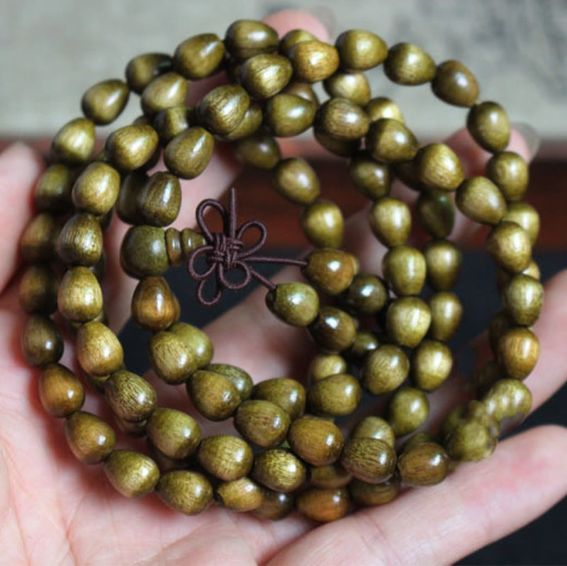 Buddha Stones 108 Mala Teardrop Beads Natural Phoebe Zhennan Wood Protection Bracelet