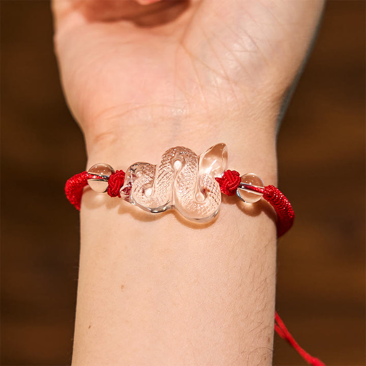 Buddha Stones Lucky Healing The Year of The Snake 2025 Jade White Crystal Red String Protection Bundle