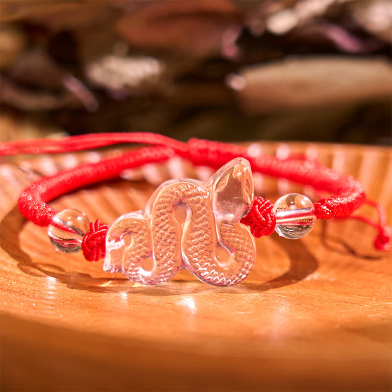 Buddha Stones Lucky Healing The Year of The Snake 2025 Jade White Crystal Red String Protection Bundle