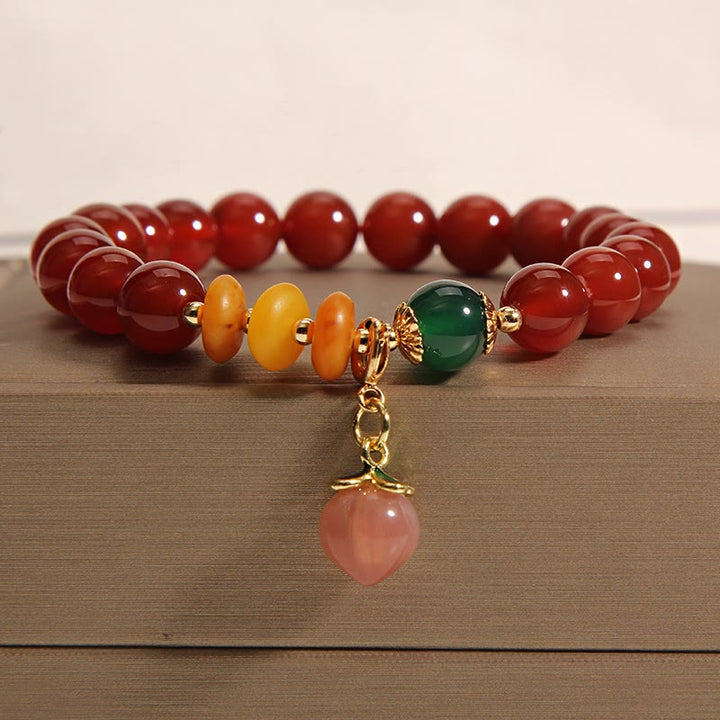 Buddha Stones Red Agate Amber Peach Charm Self-acceptance Bracelet