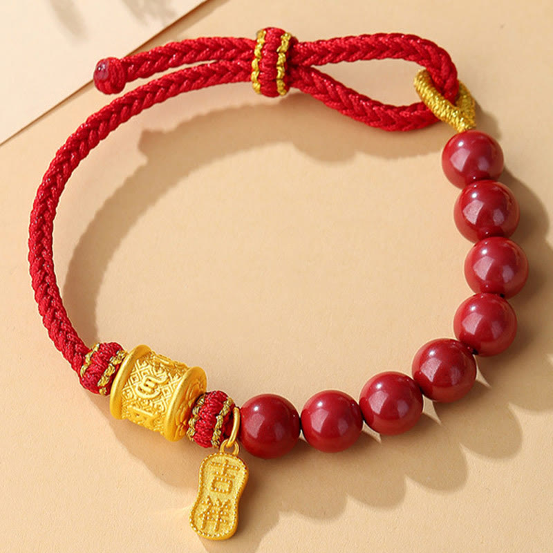 Buddha Stones 999 Sterling Silver Six True Words Om Mani Padme Hum Cinnabar Blessing String Bracelet - image 11