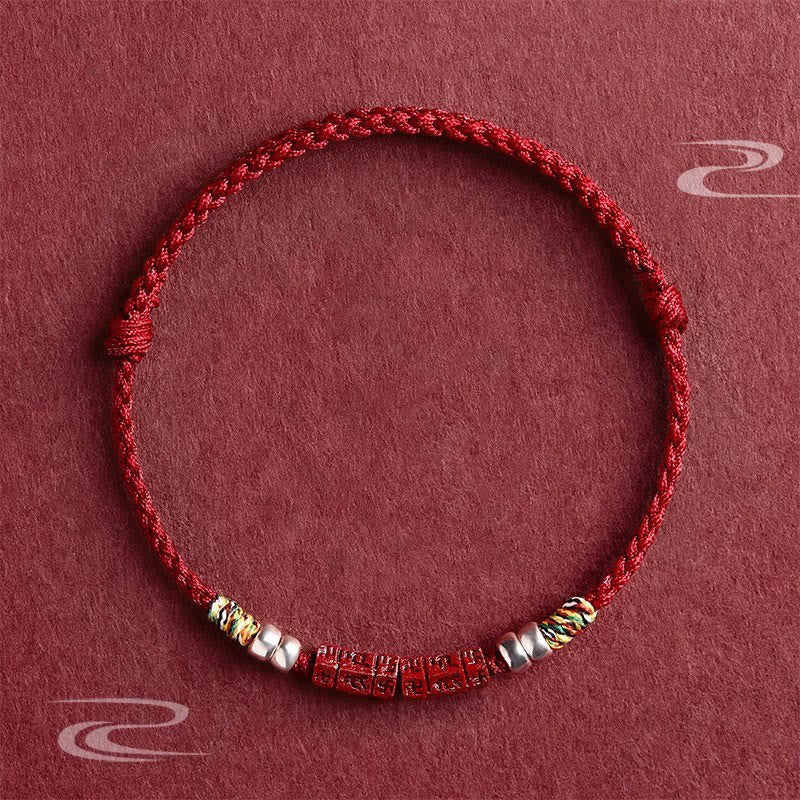 Buddha Stones 925 Sterling Silver Om Mani Padme Hum Cinnabar Blessing Child Adult Bracelet