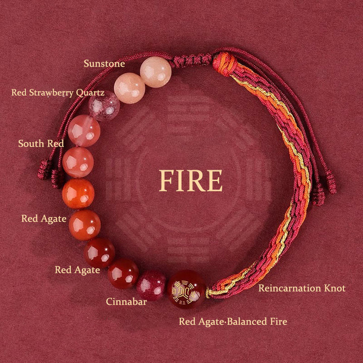 Buddha Stones Five Elements Various Crystal Agate Wealth Reincarnation Knot Braid Bracelet