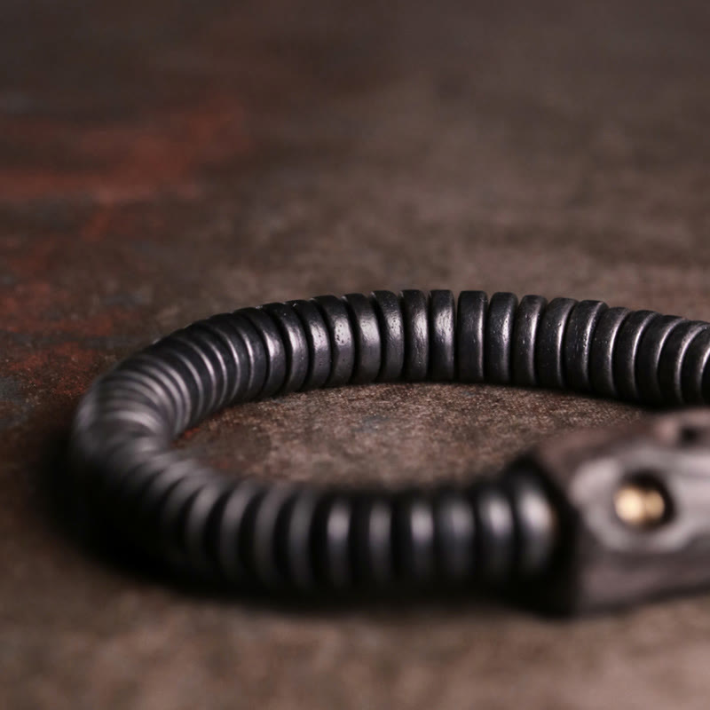 Buddha Stones Ebony Wood Copper Brass Holey Balance Bracelet