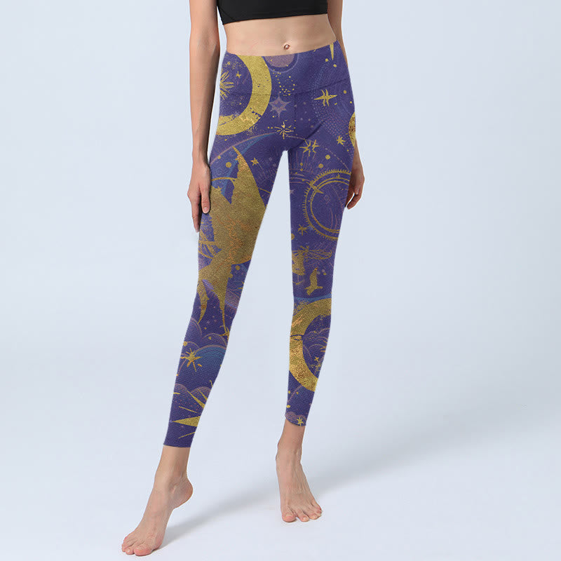 Buddha Stones Moon Sun Stars Print Gym Leggings Women's Yoga Pants - image 6