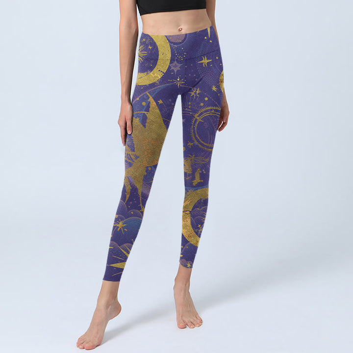 Buddha Stones Moon Sun Stars Print Gym Leggings Women's Yoga Pants - image 5