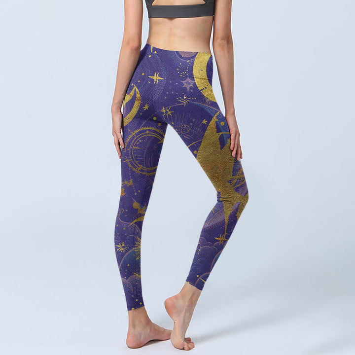 Buddha Stones Moon Sun Stars Print Gym Leggings Women's Yoga Pants - image 6