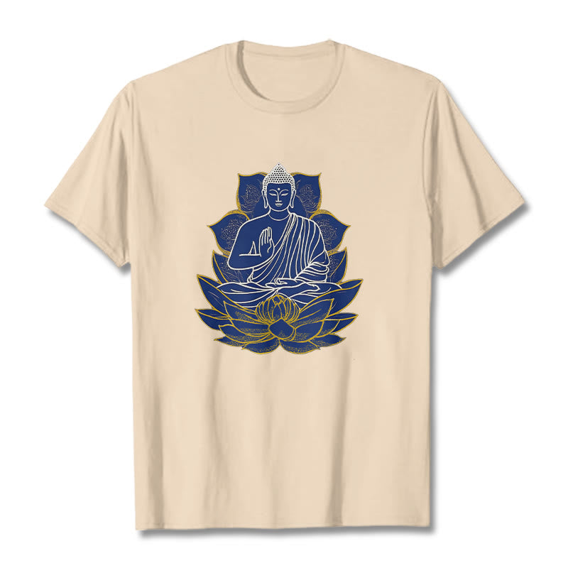 Buddha Stones Buddha Sitting On The Lotus Cotton Tee T-shirt