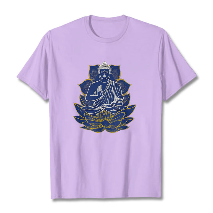 Buddha Stones Buddha Sitting On The Lotus Cotton Tee T-shirt - Plum - 2XL - image 9