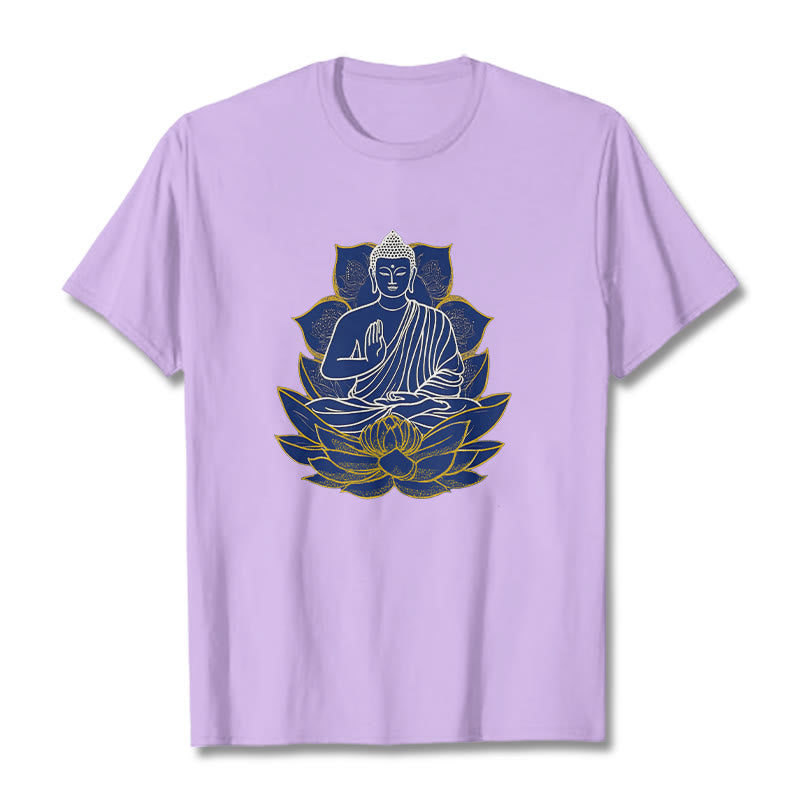 Buddha Stones Buddha Sitting On The Lotus Cotton Tee T-shirt