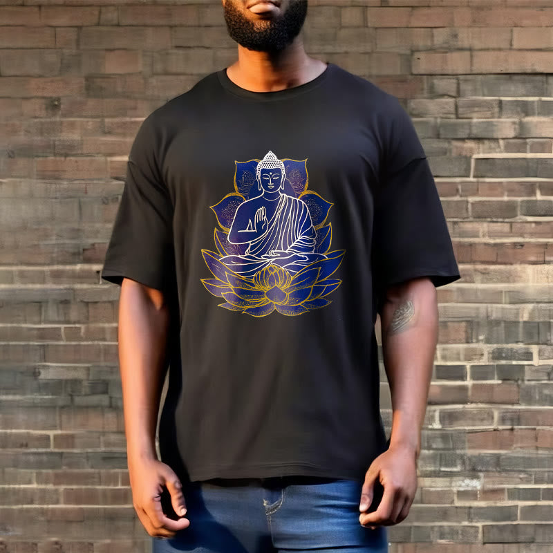 Buddha Stones Buddha Sitting On The Lotus Cotton Tee T-shirt