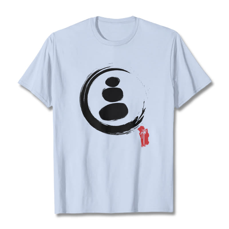 Buddha Stones Zen Circles Cotton Tee T-shirt - Light Cyan - 2XL - image 14