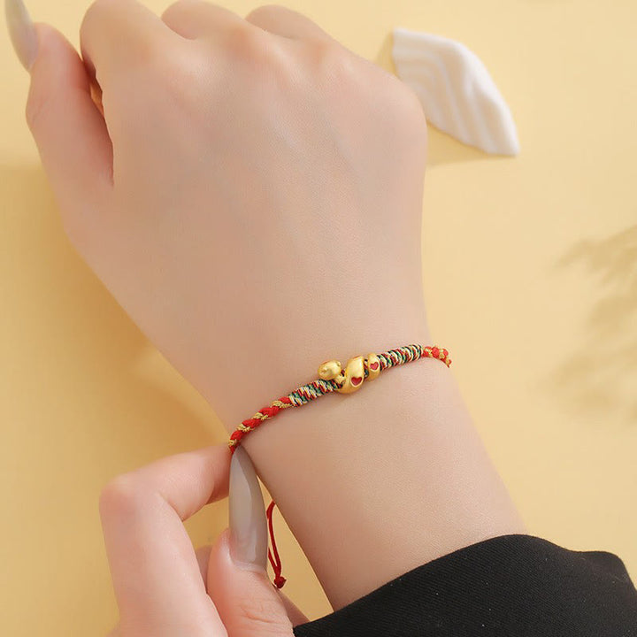 Buddha Stones Red String Copper Brass Love Year Of The Snake Protection Braided Bracelet