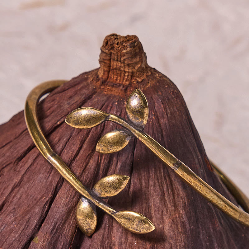 Buddha Stones Lucky Clover Copper Brass Healing Bracelet Bangle - image 4