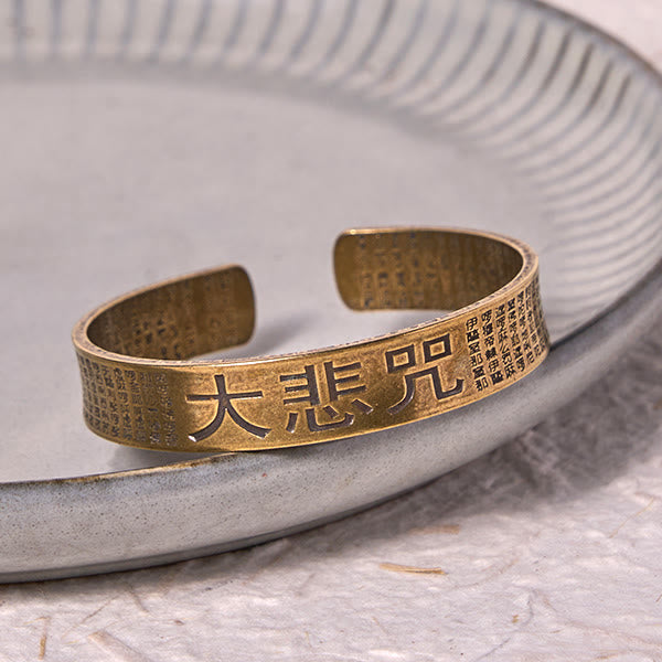 Buddha Stones Great Compassion Mantra Copper Brass Luck Power Bracelet Bangle