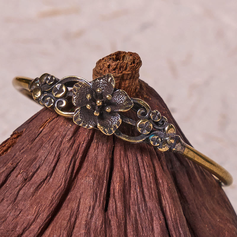 Buddha Stones Flowers Leaves Copper Brass Luck Healing Cuff Bracelet Bangle - image 10