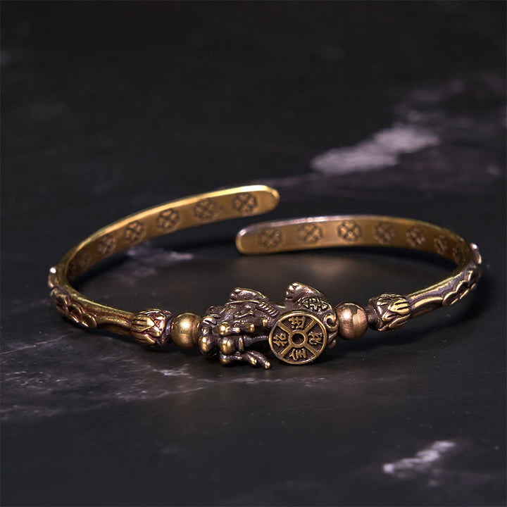 Buddha Stones Pi Xiu Carrying Coin Ingot Copper Brass Luck Wealth Bracelet Bangle