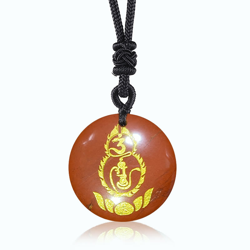 Buddha Stones Gourd Lotus Pedestal Pattern Vajra Protection Mantra Natural Various Crystal Black Obsidian Fulfilment Necklace Pendant