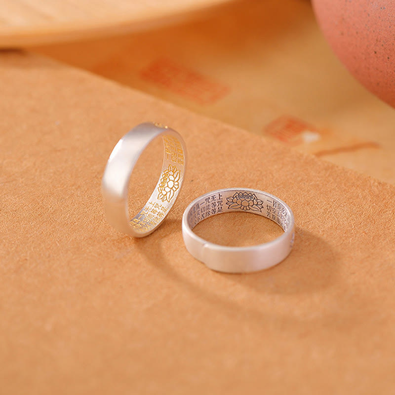 Buddha Stones 999 Sterling Silver Lotus Six True Words 'om Mani Padme Hum' Adjustable Enlightenment Ring - image 3