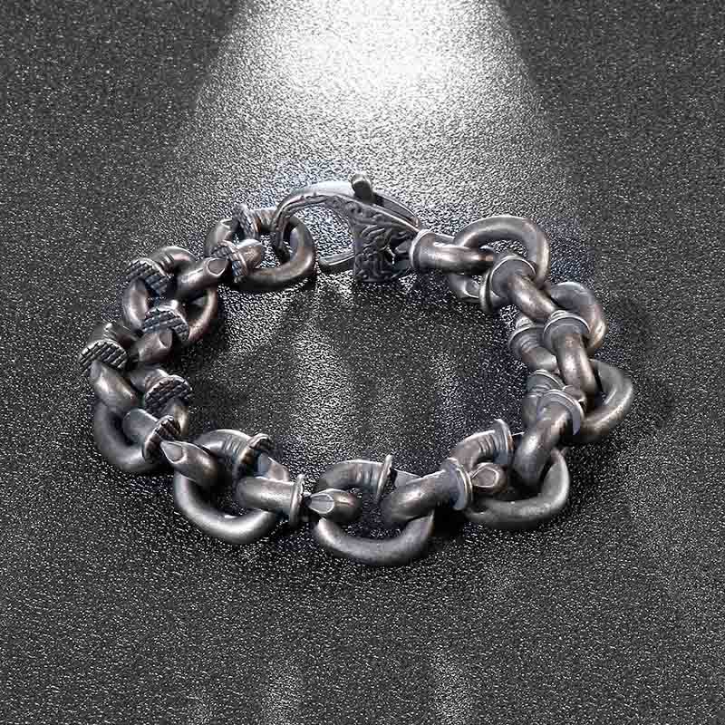 Buddha Stones Square Rivets Titanium Steel Good Luck Balance Bracelet