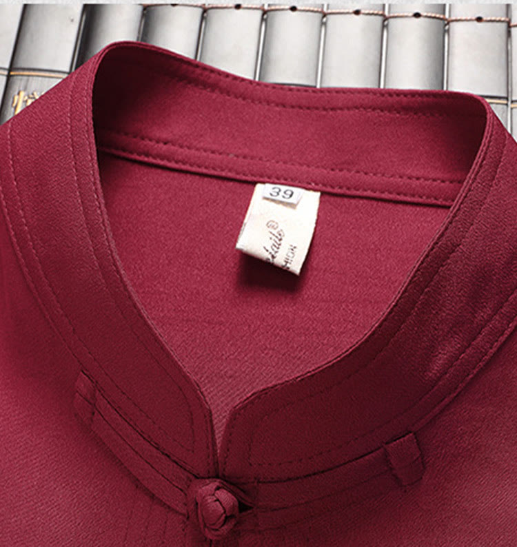 Buddha Stones Chinese New Year Embroidered Dragon Frog-button Tang Suit Hanfu Long Sleeve Top Pants Clothing Men's Set - image 3