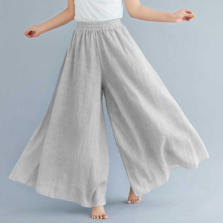 Buddha Stones Women Casual Loose Cotton Linen Wide Leg Pants For Yoga Dance - Light Gray - US2，UK/AU6，EU34 (M) - image 30