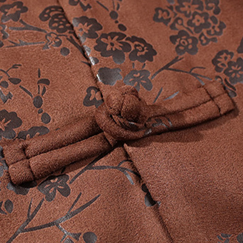 Buddha Stones Chinese New Year Clothes Flowers Bamboo Solid Color Cuff Frog-button Tang Suit Cotton Men's Jacket Shirt With Pockets - image 20