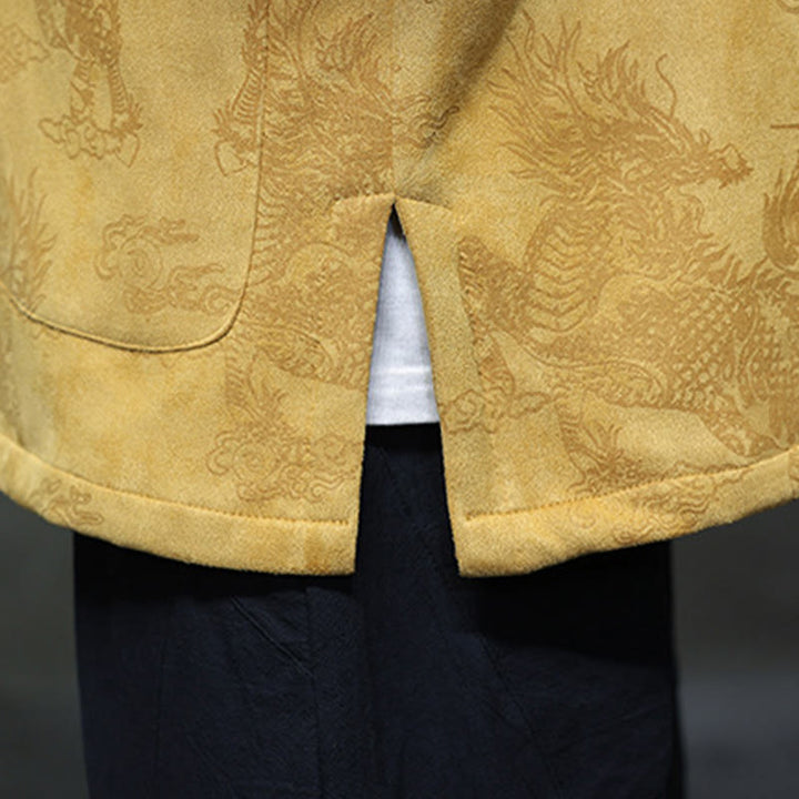 Buddha Stones Chinese New Year Kirin Print Frog-button Tang Suit Men's Jacket Shirt With Pockets - image 12