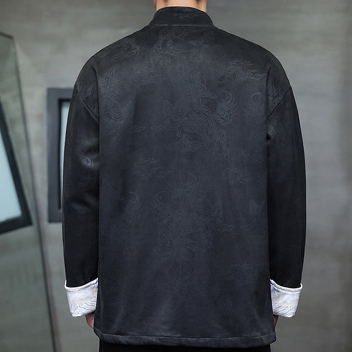 Buddha Stones Chinese New Year Kirin Print Frog-button Tang Suit Men's Jacket Shirt With Pockets - image 17