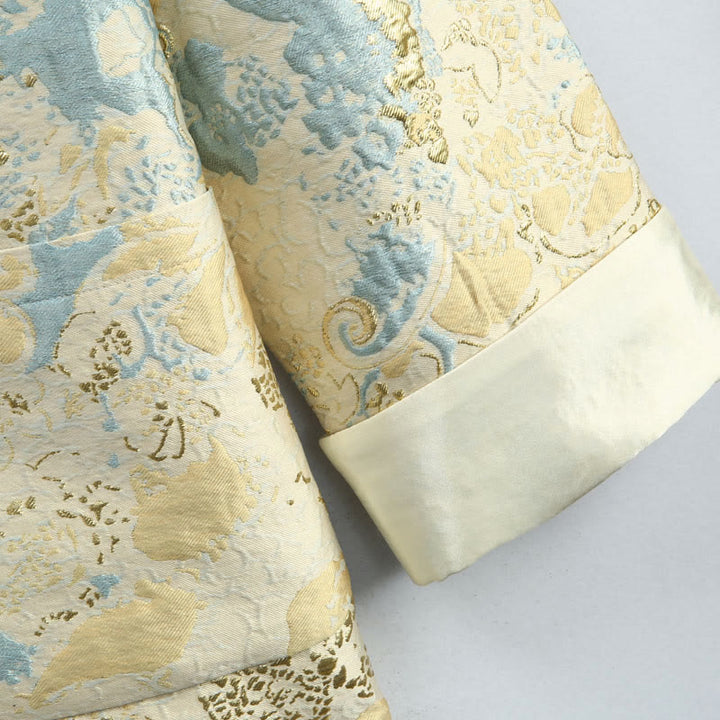 Buddha Stones Chinese New Year Jacquard Embroidery Frog-button Tang Suit Men's Jacket Shirt With Pockets - image 8