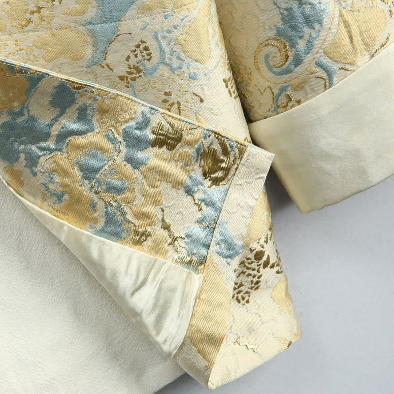 Buddha Stones Chinese New Year Jacquard Embroidery Frog-button Tang Suit Men's Jacket Shirt With Pockets - image 7