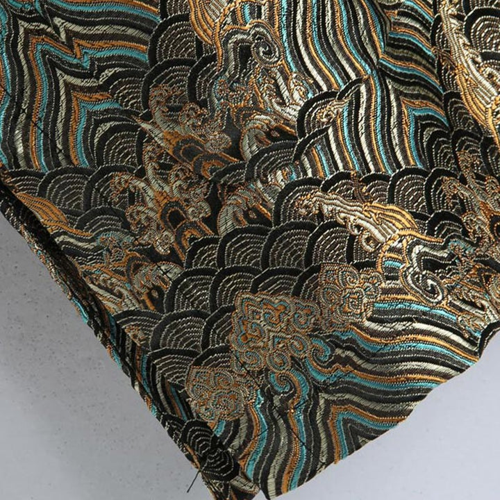 Buddha Stones Chinese New Year Jacquard Damask Seawater Pattern Frog-button Tang Suit Men's Jacket Shirt With Pockets - image 14