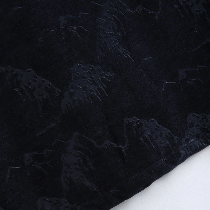 Buddha Stones Chinese New Year Landscape Print Handmade Frog-button Tang Suit Men's Jacket Shirt With Pockets - image 10